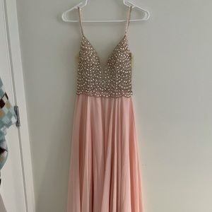 True Love Pink Beaded Rhinestone Maxi Dress